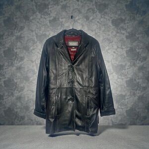 Wilson leather genuine women's leather jacket large black thinsulate vintage